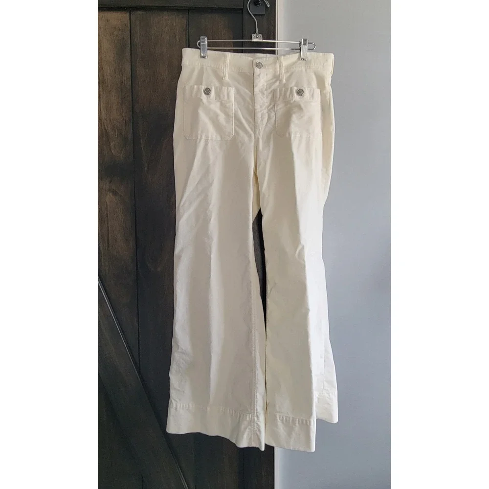 J.Crew Wide-Leg Velvet‎ Sailor Trouser Women's Size 29 Petite Ivory NEW
